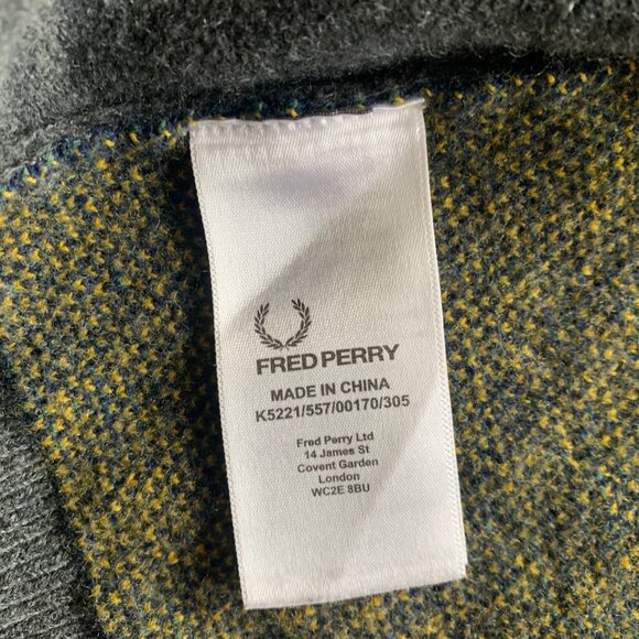 Fred Perry Cardigan Lambs Wool Argyle Sweater. Medium. - Picture 9 of 12